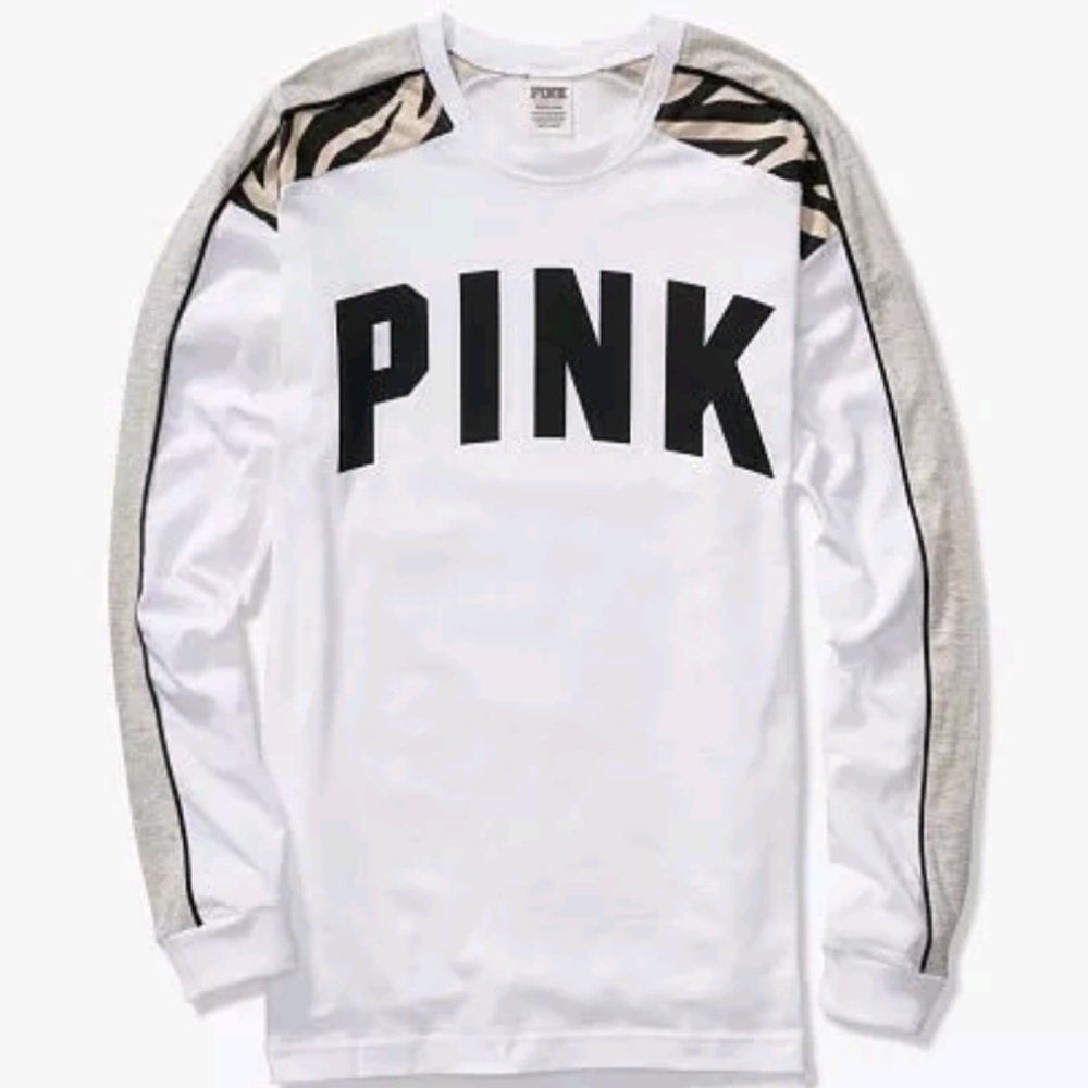 VS Pink long sleeve campus tee zebra XS